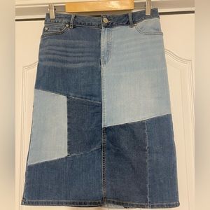 Knee length denim skirt